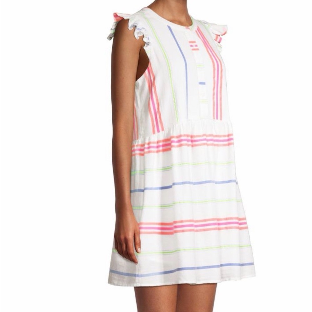 VINEYARD VINES Minidress ruffle short sleeve guava Bottom front cottage core sz6
